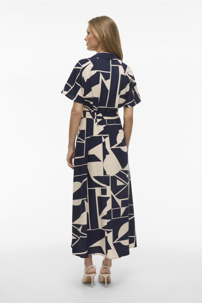 VIEBBA S/S MIDI SHIRT DRESS/KA 14109995 NAVY BLAZER/BIRCH GRAPHIC